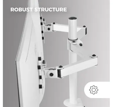 Bras support double écran Mars Gaming MARM2W Blanc jusqu'à 27" 8Kg