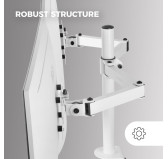Bras support double écran Mars Gaming MARM2W Blanc jusqu'à 27" 8Kg