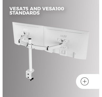 Bras support double écran Mars Gaming MARM2W Blanc jusqu'à 27" 8Kg