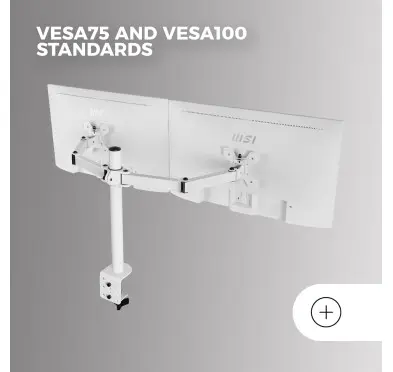 Bras support double écran Mars Gaming MARM2W Blanc jusqu'à 27" 8Kg