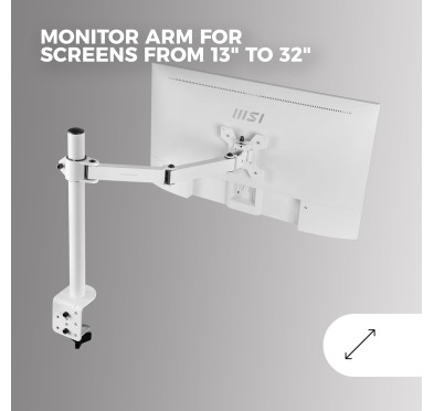 Bras support écran Mars Gaming MARM1W Blanc jusqu'à 32" 8Kg