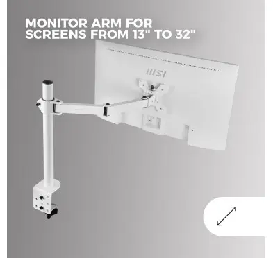 Bras support écran Mars Gaming MARM1W Blanc jusqu'à 32" 8Kg