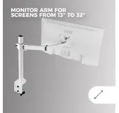 Bras support écran Mars Gaming MARM1W Blanc jusqu'à 32" 8Kg