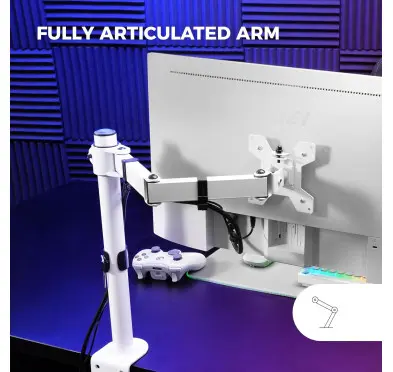 Bras support écran Mars Gaming MARM1W Blanc jusqu'à 32" 8Kg