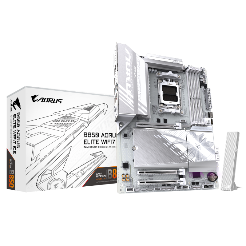 Carte Mère Gigabyte B850 AORUS ELITE WIFI7 ICE ATX AM5 DDR5 Wifi 7 Carte Mère Gigabyte B850 AORUS ELITE WIFI7 ICE ATX AM5 DDR5 Wifi 7
