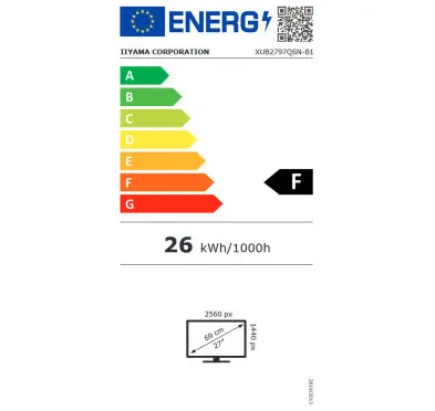 Ecran iiyama 27" XUB2797QSN-B1 2560x1440 100Hz 1ms Dock USB-C PD 65W