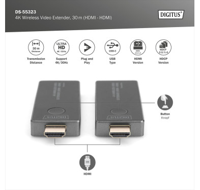 Kit Extender HDMI Digitus DS-55323 4K 30M 