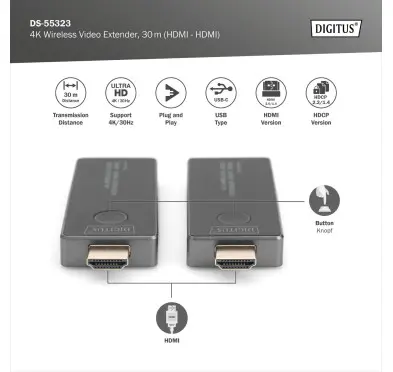 Kit Extender HDMI Digitus DS-55323 4K 30M 