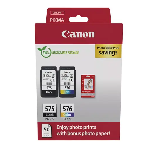 Pack Cartouche Canon PG-575 Noir + CL-576 Couleurs