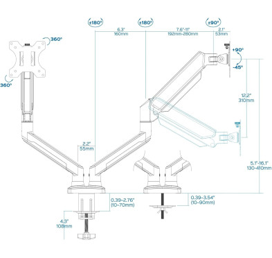 Bras support double écran articulé UNYKAch UK1479