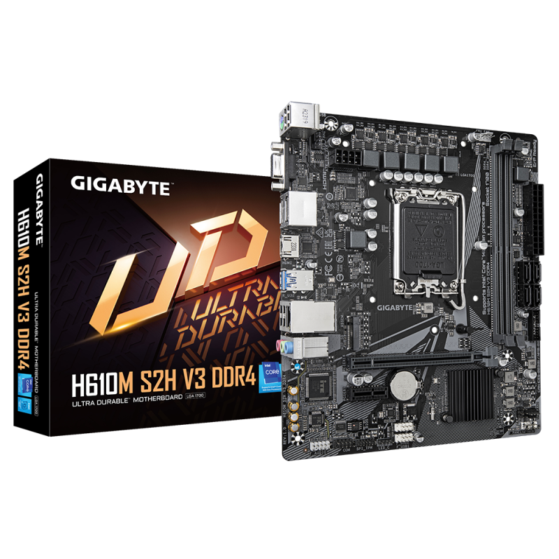 Carte Mère Gigabyte H610M-S2H V3 DDR4 mATX LGA1700 DDR4 USB3.2 M.2 Carte Mère Gigabyte H610M-S2H V3 DDR4 mATX LGA1700 DDR4 USB3.2 M.2