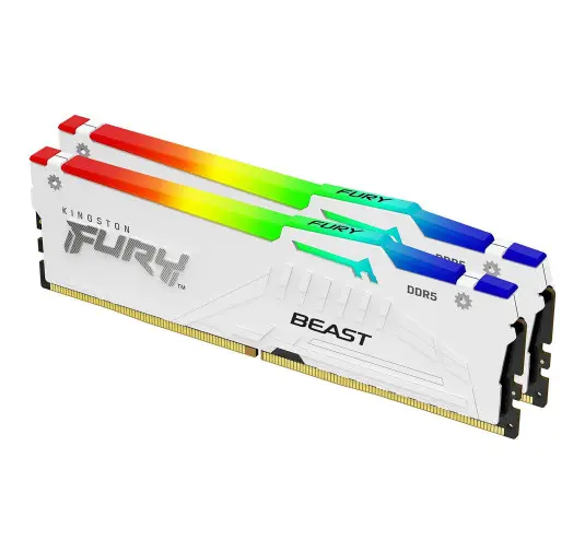 DDR5 Kingston FURY Beast RGB Kit 32Go 2x16Go 5600Mhz CL36 Blanc