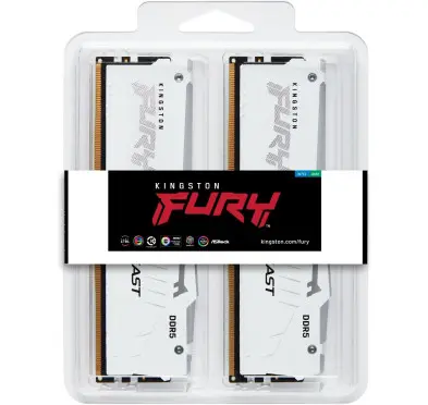 DDR5 Kingston FURY Beast RGB Kit 32Go 2x16Go 5600Mhz CL36 Blanc