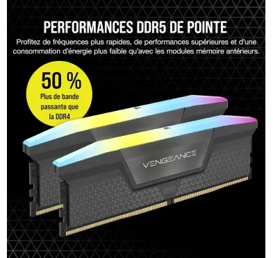 DDR5 Corsair Vengeance RGB Kit 32Go 2x16Go 5600Mhz CL36 EXPO