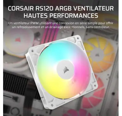 Ventilateur Corsair RS120 ARGB 120mm Blanc