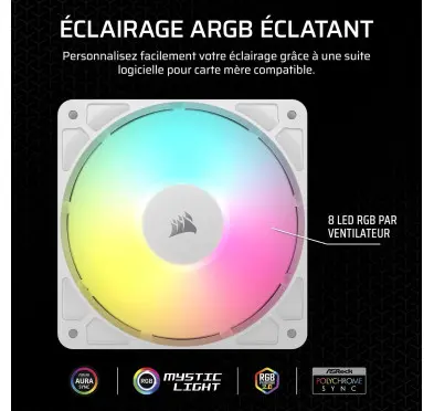 Ventilateur Corsair RS120 ARGB 120mm Blanc