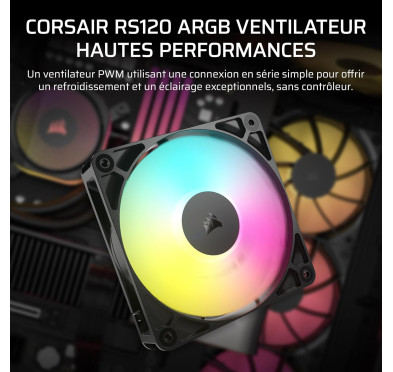 Ventilateur Corsair RS120 ARGB 120mm Noir