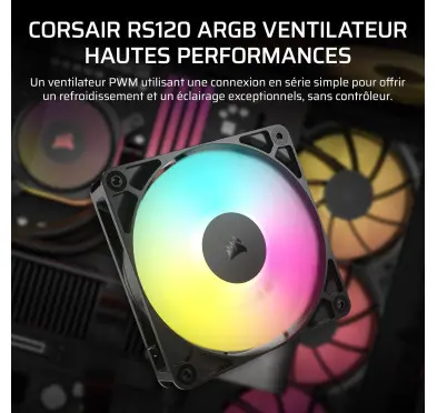 Ventilateur Corsair RS120 ARGB 120mm Noir
