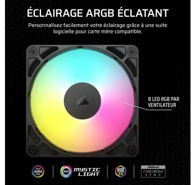 Ventilateur Corsair RS120 ARGB 120mm Noir
