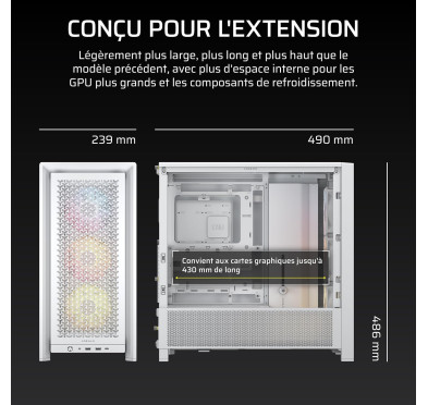 Boitier Corsair FRAME 4000D RS ARGB Blanc