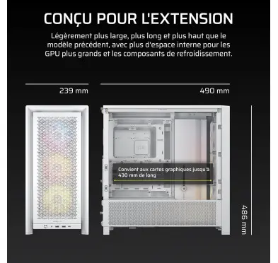 Boitier Corsair FRAME 4000D RS ARGB Blanc
