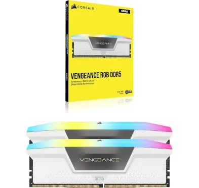 DDR5 Corsair Vengeance RGB Kit 32Go 2x16Go 5600Mhz CL40 Blanc XMP