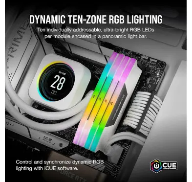 DDR5 Corsair Vengeance RGB Kit 32Go 2x16Go 5600Mhz CL40 Blanc XMP