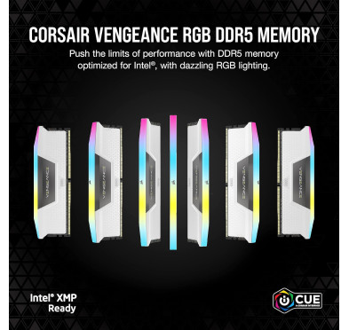 DDR5 Corsair Vengeance RGB Kit 32Go 2x16Go 5600Mhz CL40 Blanc XMP