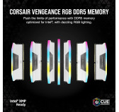 DDR5 Corsair Vengeance RGB Kit 32Go 2x16Go 5600Mhz CL40 Blanc XMP DDR5 Corsair Vengeance RGB Kit 32Go 2x16Go 5600Mhz CL40 Blanc XMP