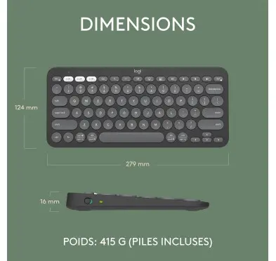 Clavier Logitech Pebble Keys 2 K380s Graphite Multi-Device Bluetooth