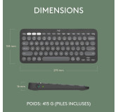 Clavier Logitech Pebble Keys 2 K380s Graphite Multi-Device Bluetooth Clavier Logitech Pebble Keys 2 K380s Graphite Multi-Device Bluetooth