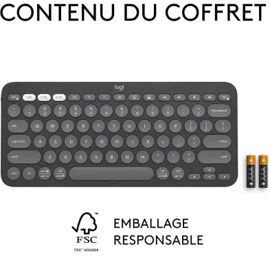 Clavier Logitech Pebble Keys 2 K380s Graphite Multi-Device Bluetooth
