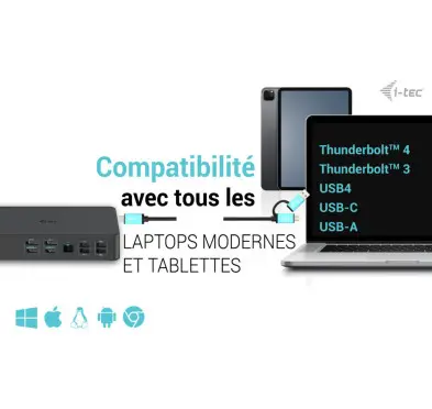 Station d'Accueil i-tec USB-C Dual 4K HDMI DP PD100W