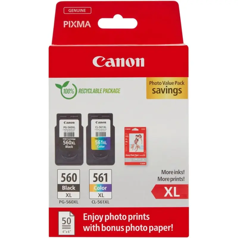 Pack Cartouche Canon PG-560 XL Noir + CL-561 XL Couleurs Pack Cartouche Canon PG-560 XL Noir + CL-561 XL Couleurs