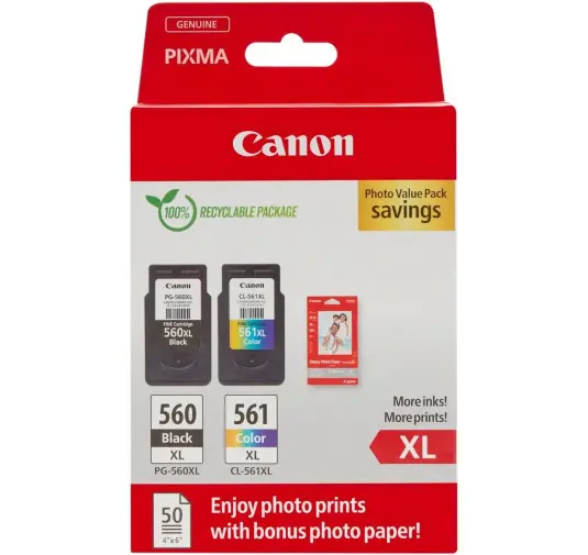 Pack Cartouche Canon PG-560 XL Noir + CL-561 XL Couleurs