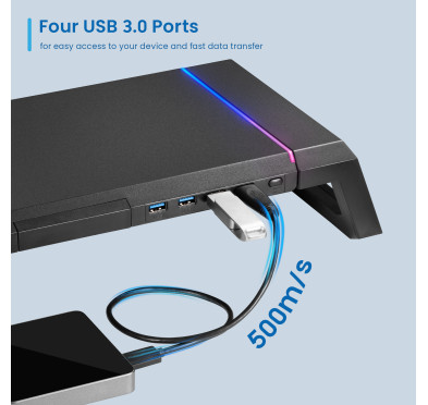 Support réhausseur d'écran RGB avec HUB 4xUSB Ewent EW1268