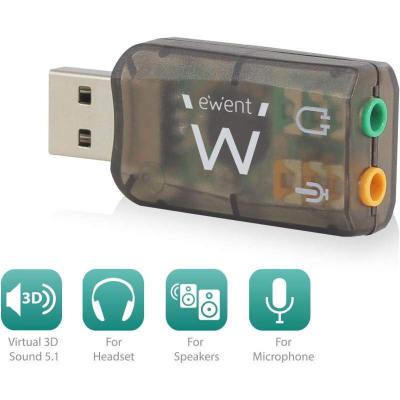 Carte Son Externe USB 2.0 Ewent EW3751 2x entrées 3.5mm 5.1