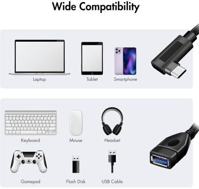 Adaptateur LogiLink CU0100 USB Type-C coudé vers USB A 3.2 OTG
