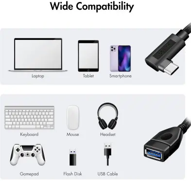 Adaptateur LogiLink CU0100 USB Type-C coudé vers USB A 3.2 OTG