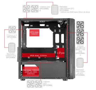 Boitier Mars Gaming MCMESH ARGB MESH 360°