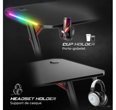 Bureau Gaming Spirit of Gamer HEADQUARTER 250 RGB 120x60cm