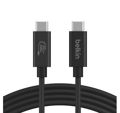 Cable USB Type-C vers Type-C 4.0 PD 240W Data 20Gb Belkin 2M Noir