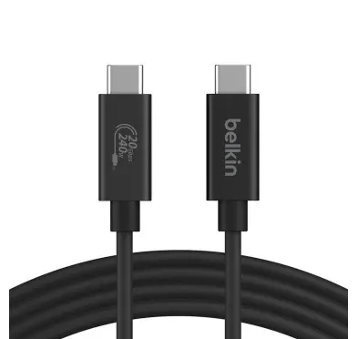 Cable USB Type-C vers Type-C 4.0 PD 240W Data 20Gb Belkin 2M Noir