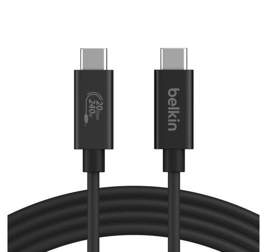 Cable USB Type-C vers Type-C 4.0 PD 240W Data 20Gb Belkin 2M Noir
