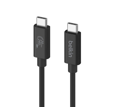 Cable USB Type-C vers Type-C 4.0 PD 240W Data 20Gb Belkin 2M Noir