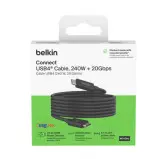 Cable USB Type-C vers Type-C 4.0 PD 240W Data 20Gb Belkin 2M Noir Cable USB Type-C vers Type-C 4.0 PD 240W Data 20Gb Belkin 2M Noir