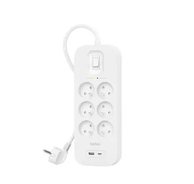 Bloc Multiprises Parafoudre Belkin 6 Prises + USB-A et USB-C