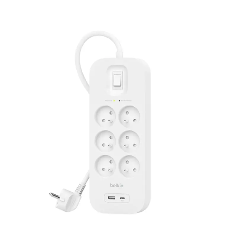 Bloc Multiprises Parafoudre Belkin 6 Prises + USB-A et USB-C Bloc Multiprises Parafoudre Belkin 6 Prises + USB-A et USB-C