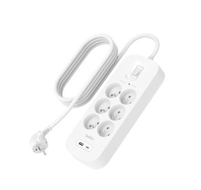 Bloc Multiprises Parafoudre Belkin 6 Prises + USB-A et USB-C