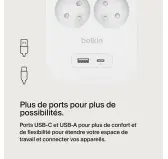 Bloc Multiprises Parafoudre Belkin 6 Prises + USB-A et USB-C Bloc Multiprises Parafoudre Belkin 6 Prises + USB-A et USB-C